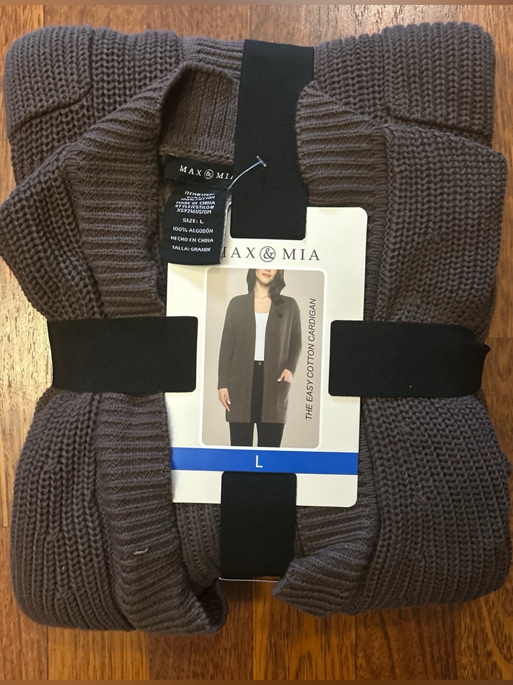 Max & Mia Easy Cotton Cardigan Sweater Pebble Brown Women’s Size Large